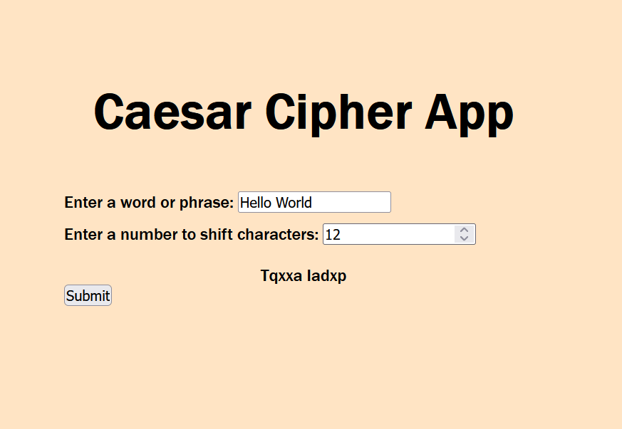 image of Caesar cipher app